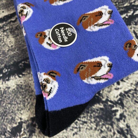 Fun Circle Men's Blue Dogs Sox size 10-13 Crew Socks 2 Pair Shoe sz 6-12 - Picture 5 of 7
